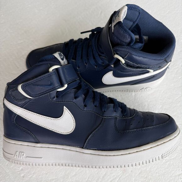 Nike Other - Size 9.5 - Nike Air Force 1 Mid Navy Blue White Men's Sneakers Shoes 315123-407